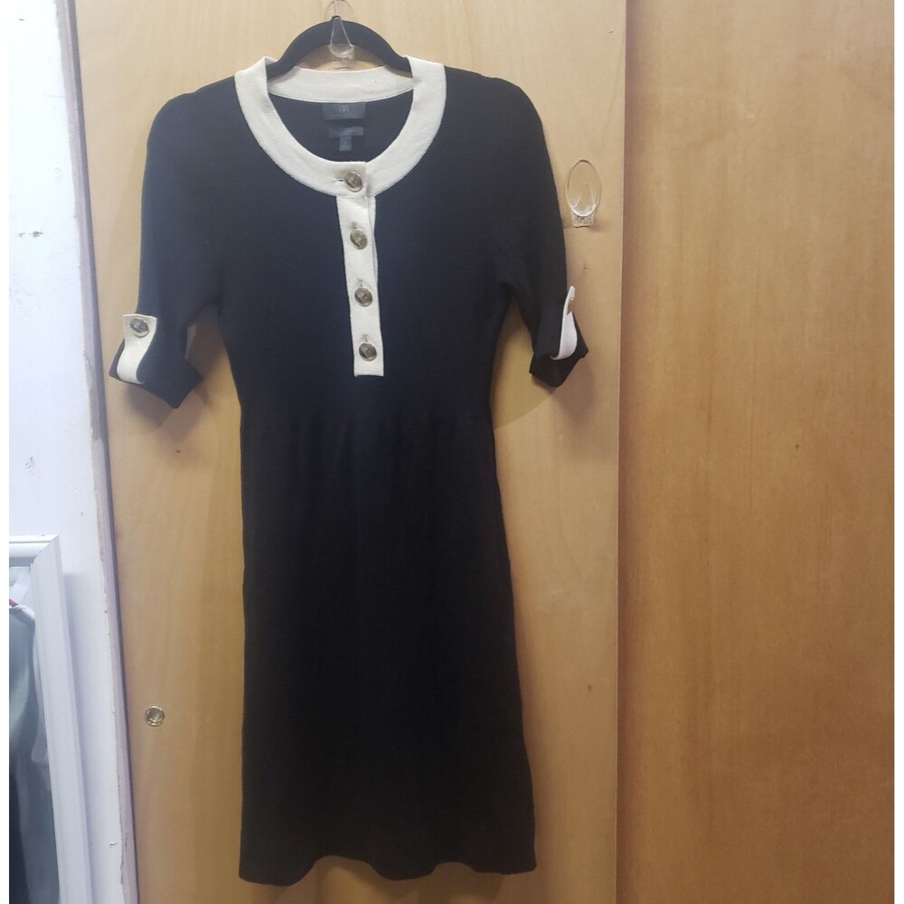 Banana Republic100% Cashmere Black/Beige Mini Sweater Dress Small OOO